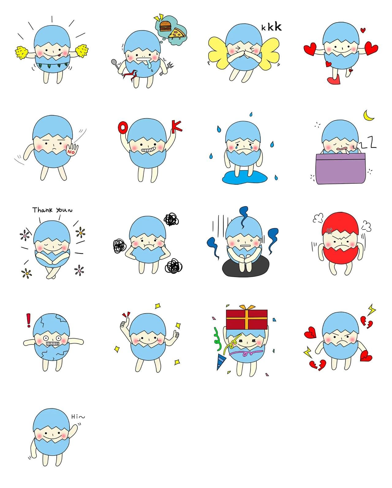 Cute Eggs Everyday ticon Animation/Cartoon,emotion sticker pack for Whatsapp, Telegram, Signal, and others chatting and message apps