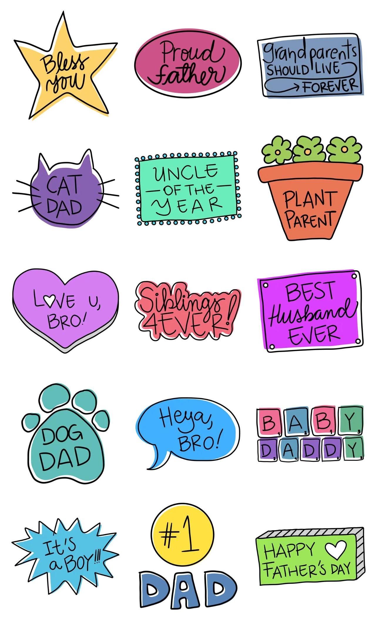 Familiar Notes Part II Animation/Cartoon,Animals,Phrases,People,Plants,Mother's day,FATHER'S DAY,FAMILY,Culture sticker pack for Whatsapp, Telegram, Signal, and others chatting and message apps