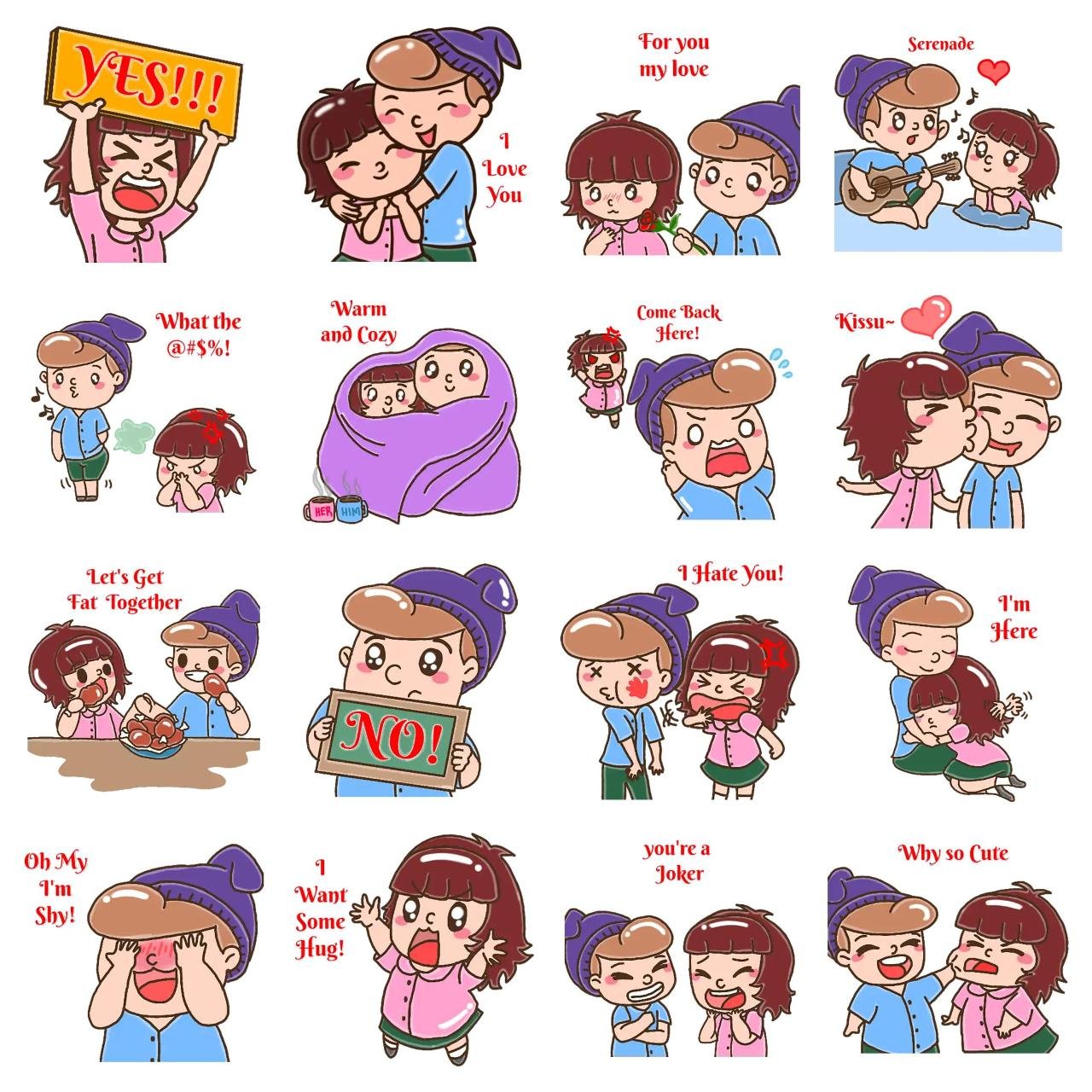 kim & tim Animation/Cartoon,FAMILY sticker pack for Whatsapp, Telegram, Signal, and others chatting and message apps