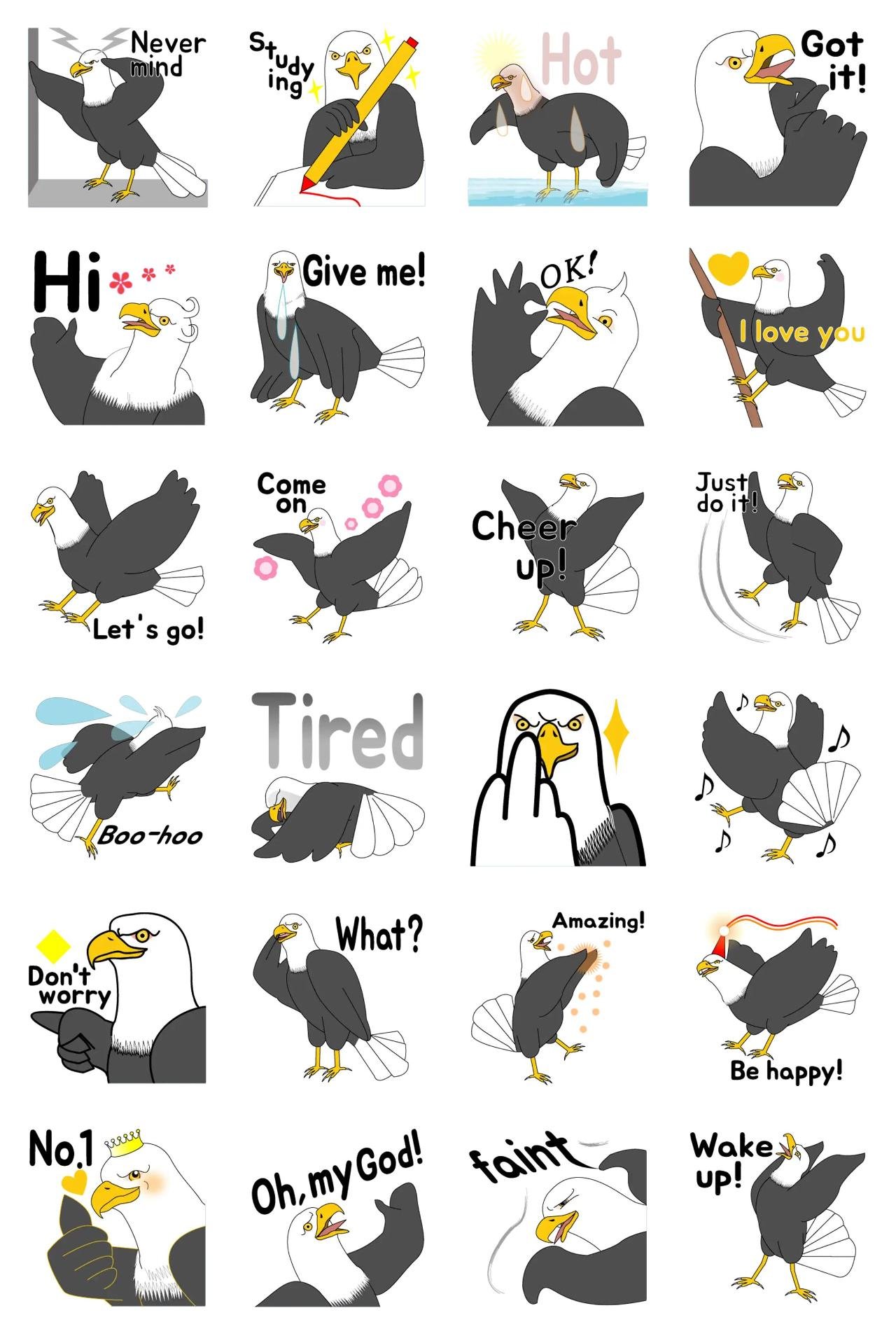 Your confident friend Eagle Animation/Cartoon,Animals,Gag sticker pack for Whatsapp, Telegram, Signal, and others chatting and message apps