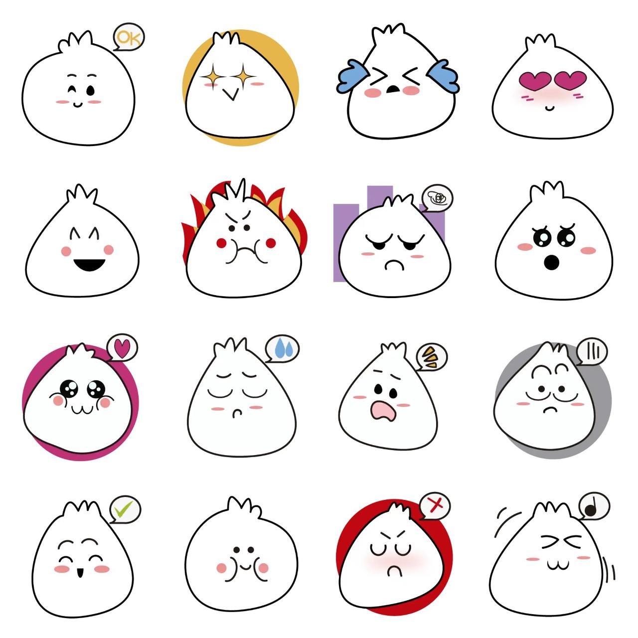 Cute bao Animation/Cartoon,Food/Drink sticker pack for Whatsapp, Telegram, Signal, and others chatting and message apps