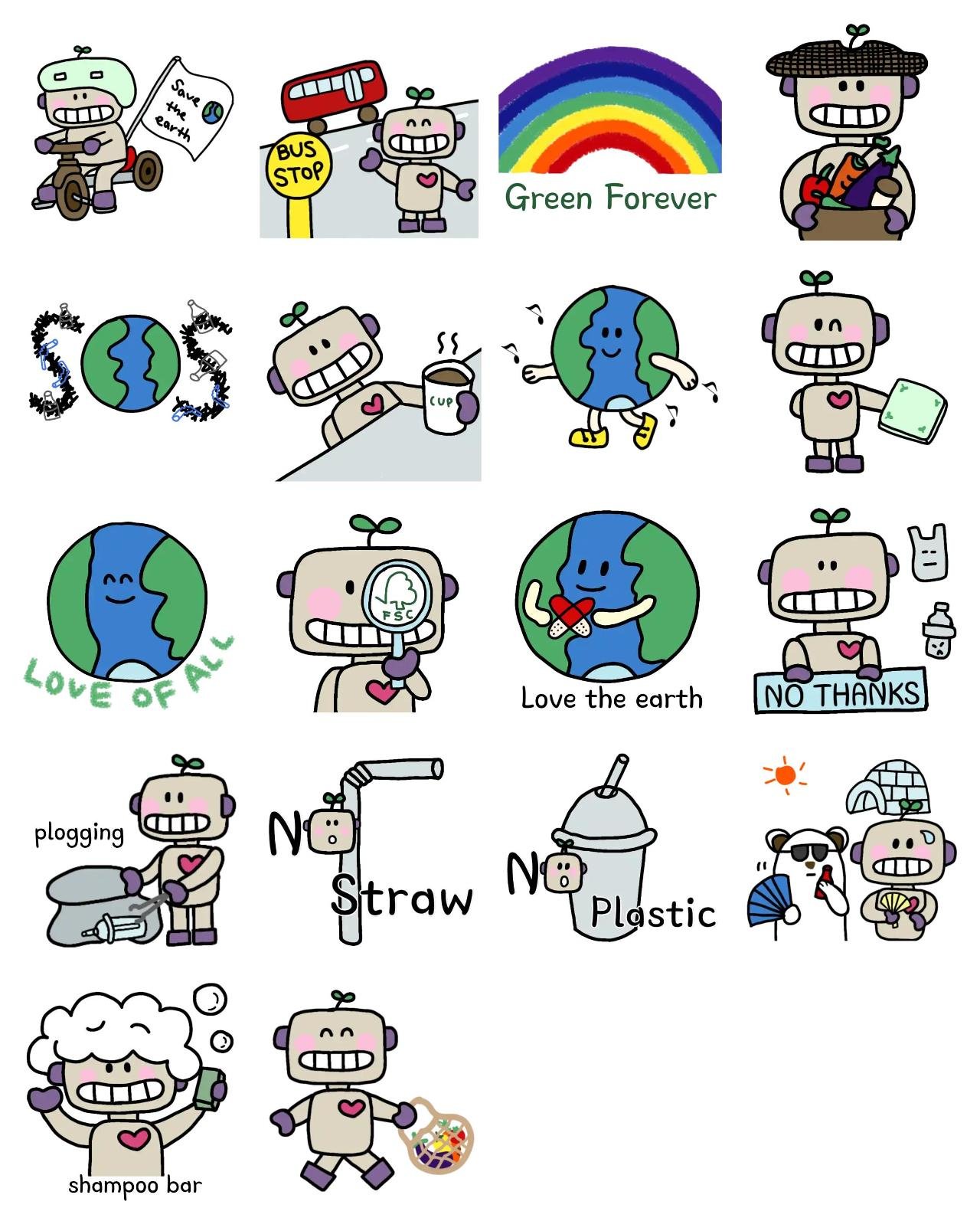 Robong's green life Weather/Nature,Plants sticker pack for Whatsapp, Telegram, Signal, and others chatting and message apps