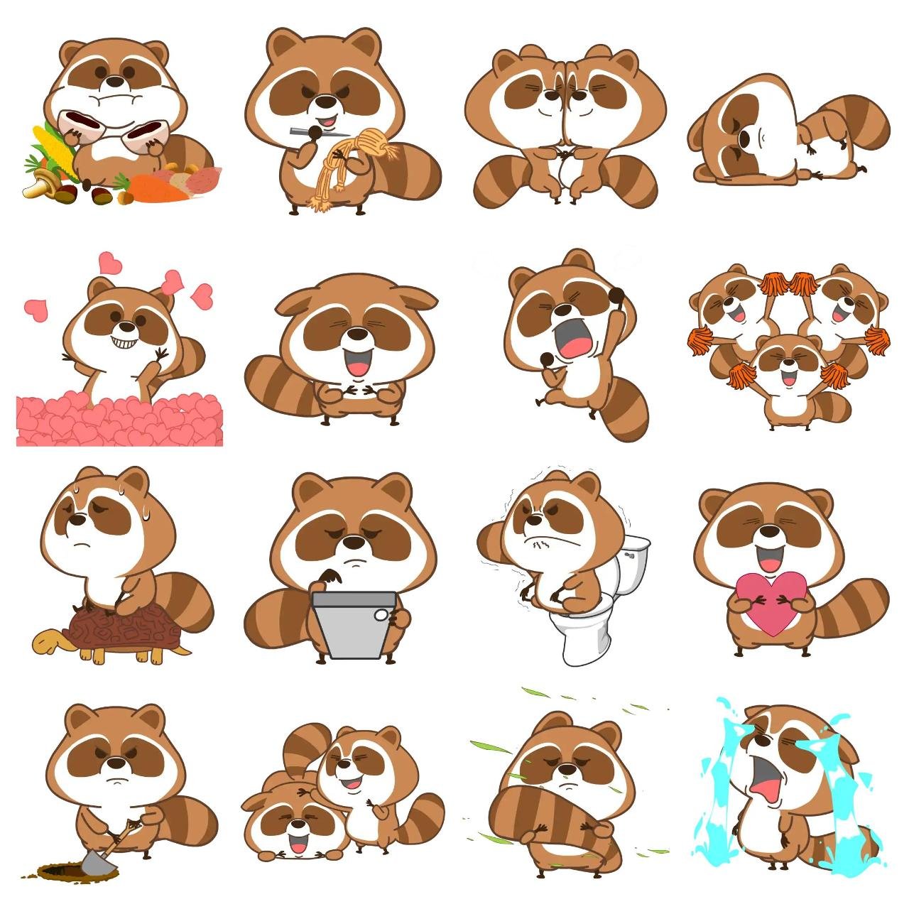 Funny raccoon Animation/Cartoon,Animals,Gag sticker pack for Whatsapp, Telegram, Signal, and others chatting and message apps