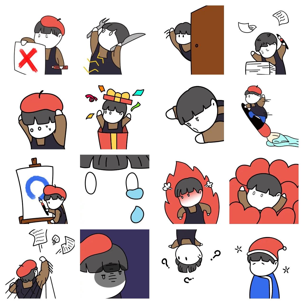 life of an art student Animation/Cartoon sticker pack for Whatsapp, Telegram, Signal, and others chatting and message apps