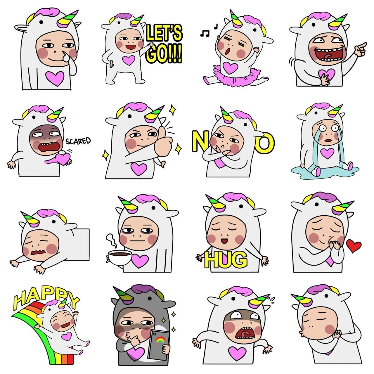 Lazy Unicorn Animation/Cartoon,Etc sticker pack for Whatsapp, Telegram, Signal, and others chatting and message apps