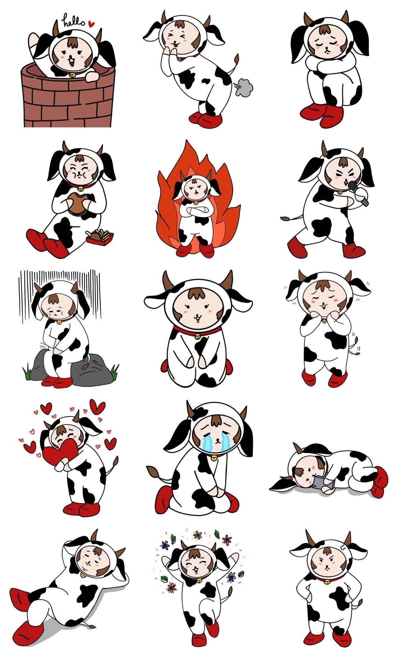 just cow Animation/Cartoon,Animals,Valentine sticker pack for Whatsapp, Telegram, Signal, and others chatting and message apps