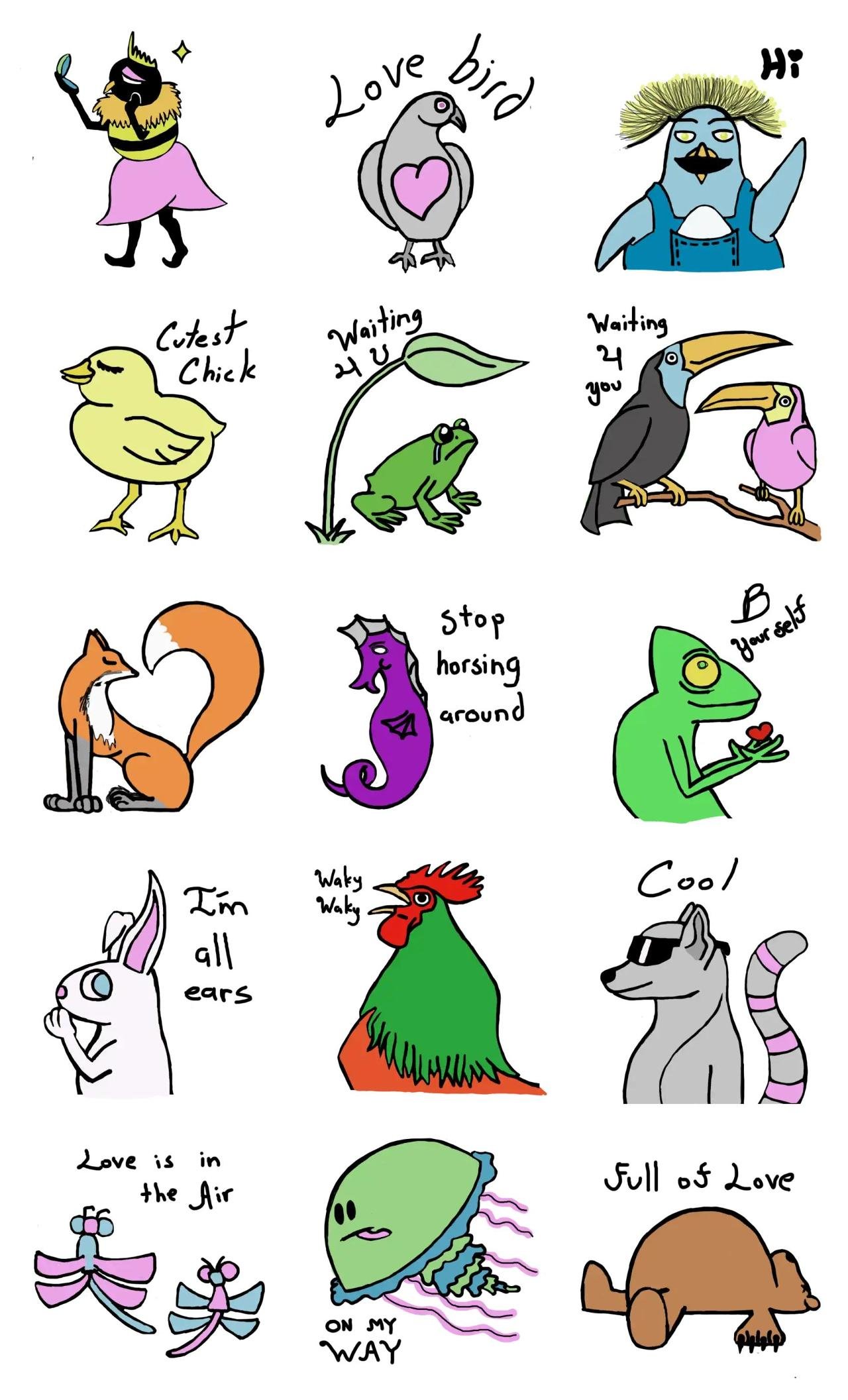 Wild Love Animation/Cartoon,LGBTQ+,Animals,Romance,FAMILY,Etc,People sticker pack for Whatsapp, Telegram, Signal, and others chatting and message apps