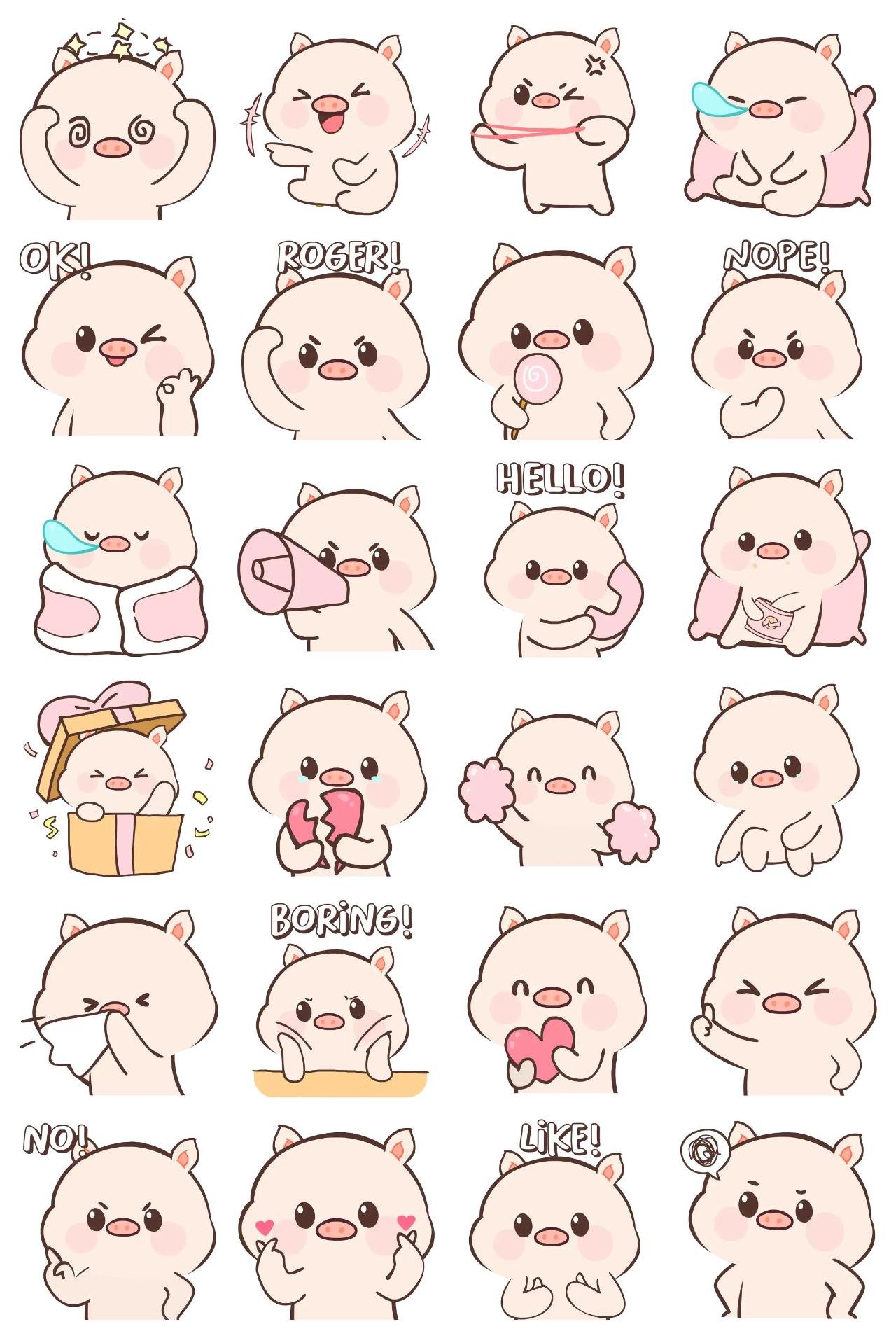 Babi the Pig 2 Animation/Cartoon,Animals,Birthday,Romance,Phrases,Etc sticker pack for Whatsapp, Telegram, Signal, and others chatting and message apps