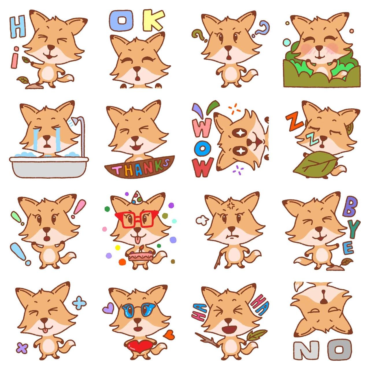 Lovely Fox Foxiia Animation/Cartoon,Animals sticker pack for Whatsapp, Telegram, Signal, and others chatting and message apps