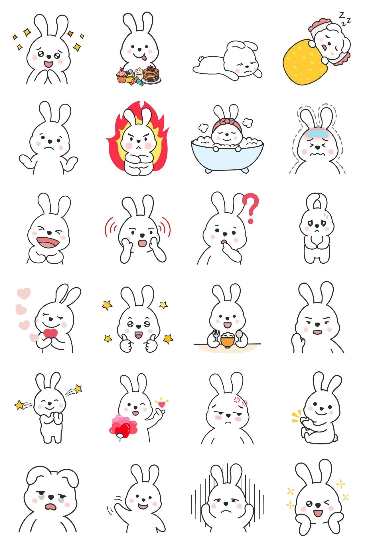 Cute Bunny Milky 2 (no text) Animals,Etc sticker pack for Whatsapp, Telegram, Signal, and others chatting and message apps