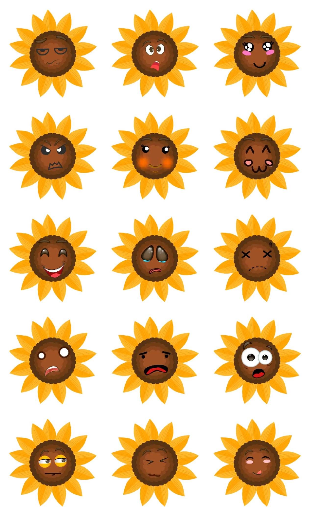 Sunflower emotion sticker pack for Whatsapp, Telegram, Signal, and others chatting and message apps