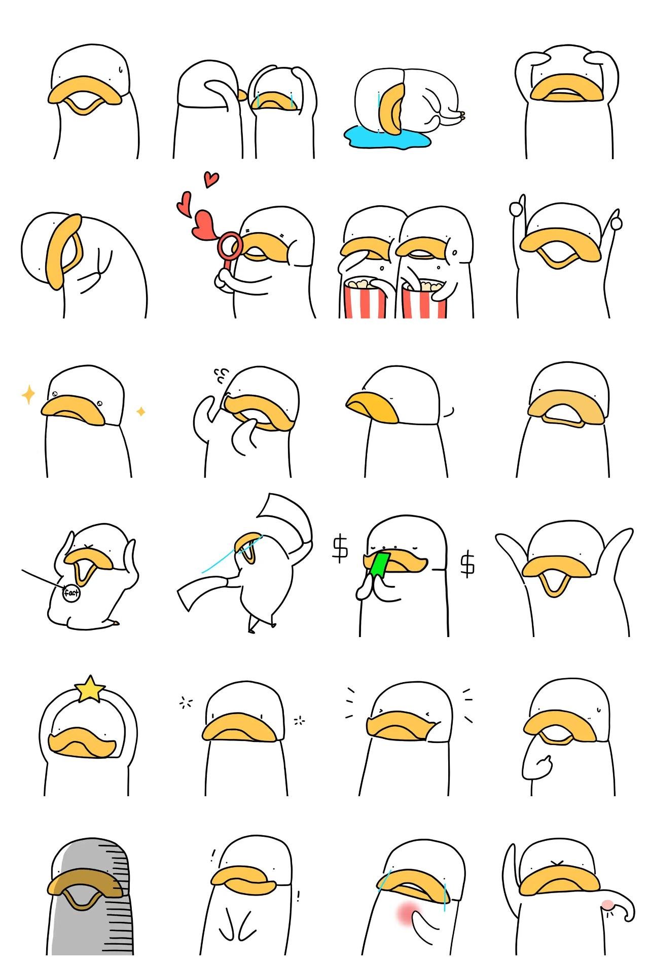 Lip duck Animation/Cartoon,Animals sticker pack for Whatsapp, Telegram, Signal, and others chatting and message apps