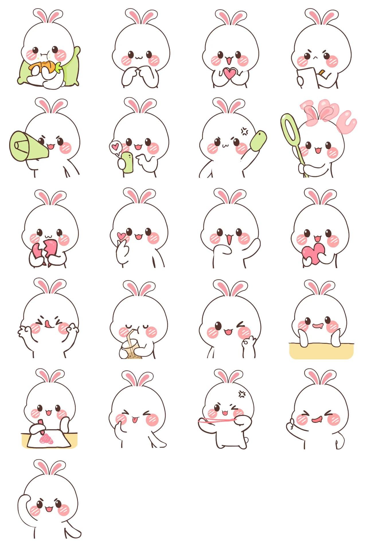 Cute Bunny! (Part.1) Animation/Cartoon,Animals,Easter,Food/Drink sticker pack for Whatsapp, Telegram, Signal, and others chatting and message apps