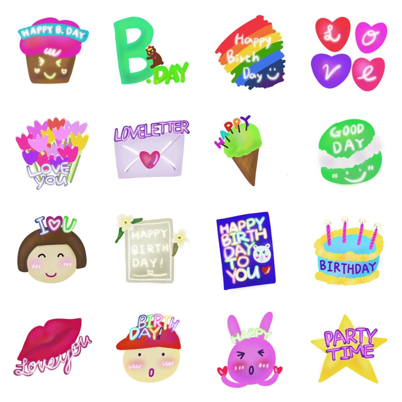 Happy Birthday Animation/Cartoon,Anniversary,Birthday sticker pack for Whatsapp, Telegram, Signal, and others chatting and message apps