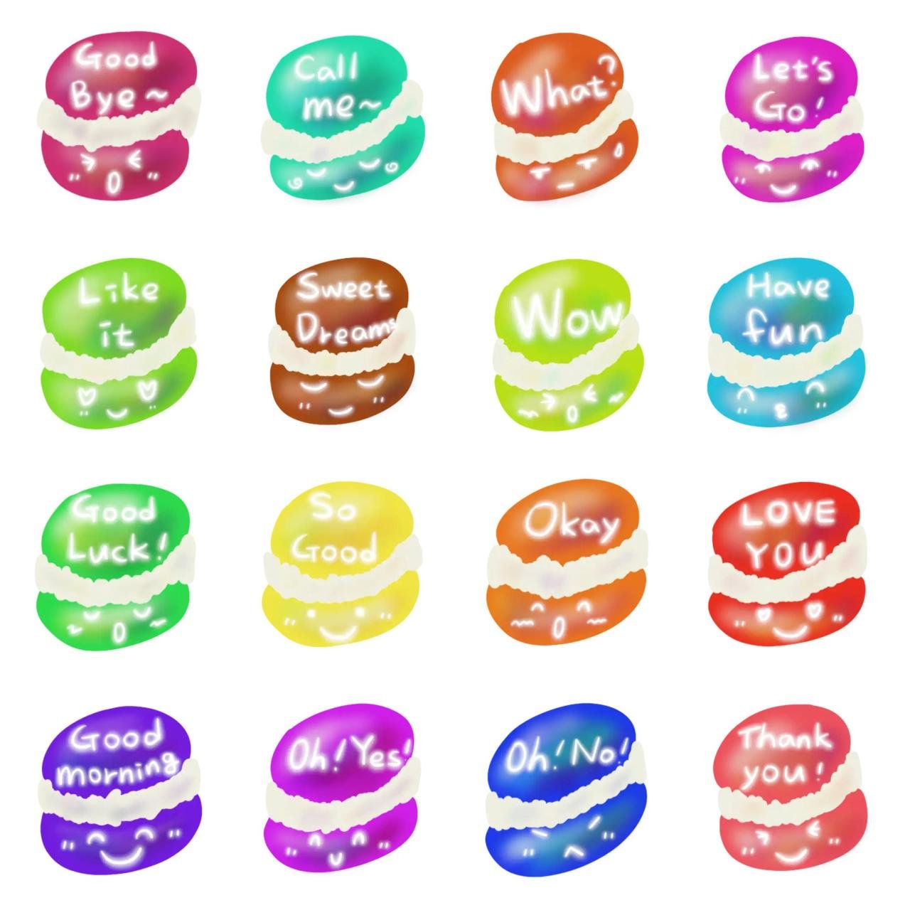 Sweet macaron messages 1 Animation/Cartoon,Food/Drink,Etc,Objects,Phrases sticker pack for Whatsapp, Telegram, Signal, and others chatting and message apps