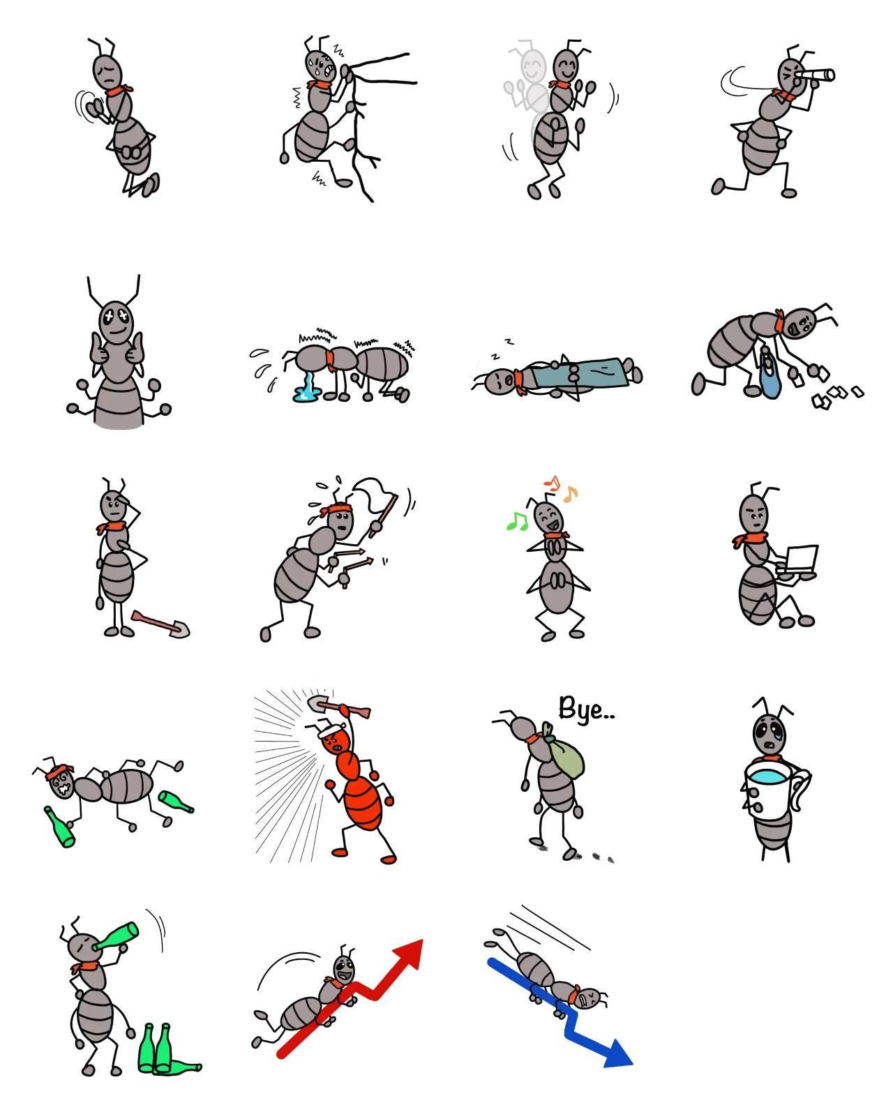 Ant's investment life #2 Animation/Cartoon,Gag,Objects,Etc sticker pack for Whatsapp, Telegram, Signal, and others chatting and message apps