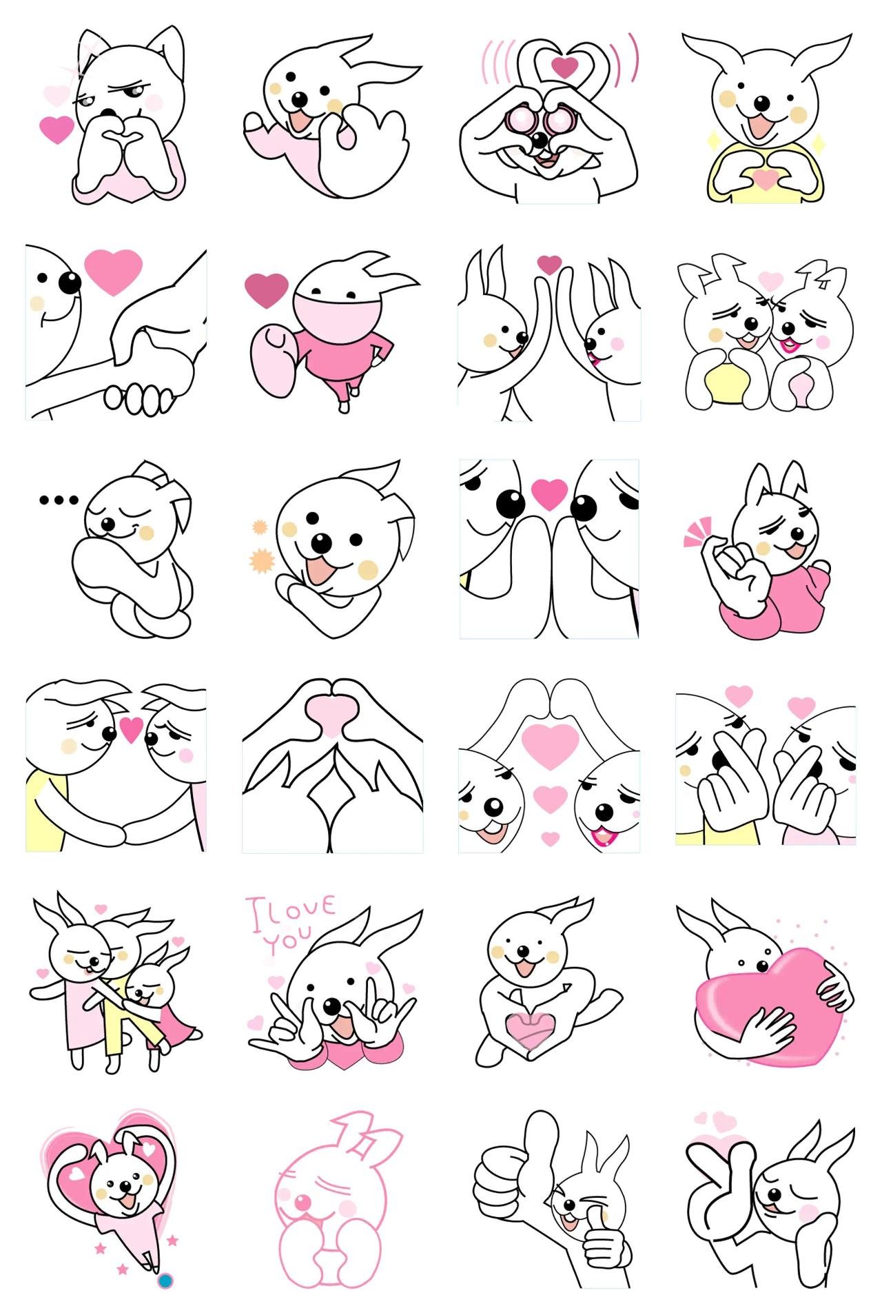 Crazy love rabbit Animation/Cartoon,Animals,People,Gag,FAMILY,Culture,Vacation,Etc,Birthday,New year's day,FATHER'S DAY,Mother's day,Valentine,Christmas,Anniversary,Easter,Romance,Celebrity sticker pack for Whatsapp, Telegram, Signal, and others chatting and message apps