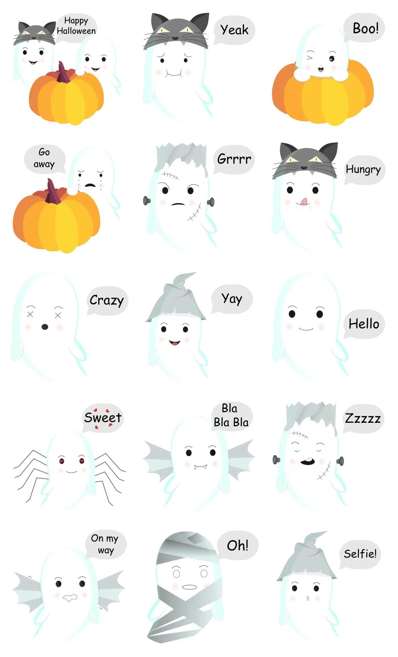 Baby Boo Animation/Cartoon,Halloween,FAMILY,Etc sticker pack for Whatsapp, Telegram, Signal, and others chatting and message apps