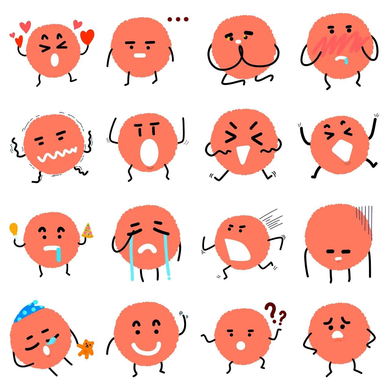 Cute peach fur Animation/Cartoon sticker pack for Whatsapp, Telegram, Signal, and others chatting and message apps