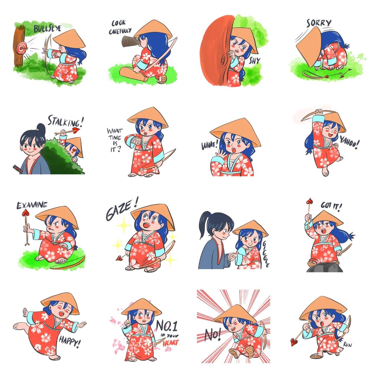 Yumi Heart Animation/Cartoon sticker pack for Whatsapp, Telegram, Signal, and others chatting and message apps