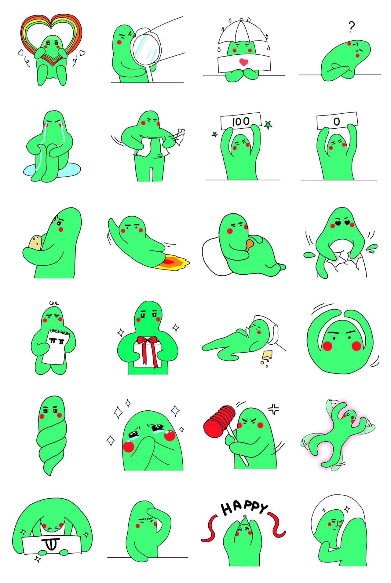 Green pop Animation/Cartoon,Halloween,Plants,Vacation,New year's day,Christmas sticker pack for Whatsapp, Telegram, Signal, and others chatting and message apps