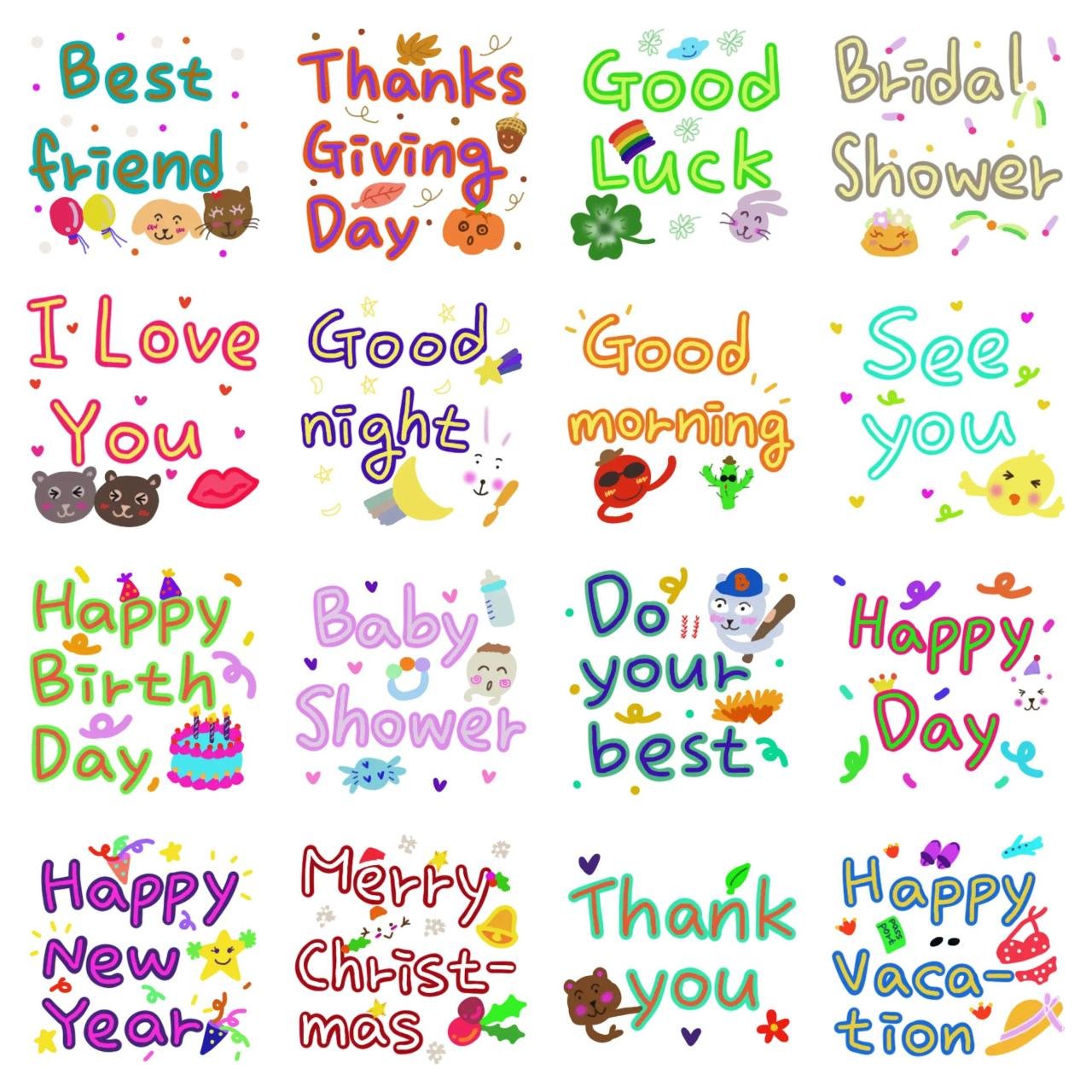 Illustration messages 1. Animation/Cartoon,Phrases,Animals,Etc sticker pack for Whatsapp, Telegram, Signal, and others chatting and message apps