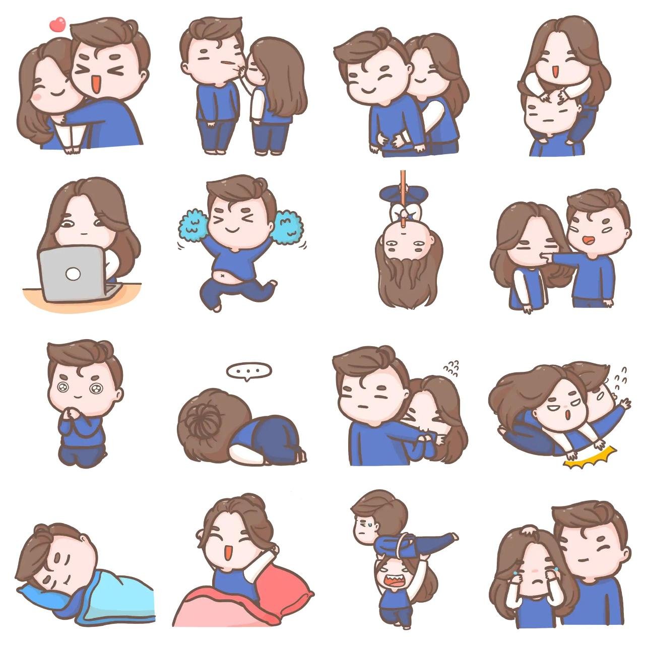 Camilla Couple's Animation/Cartoon,People,Romance sticker pack for Whatsapp, Telegram, Signal, and others chatting and message apps