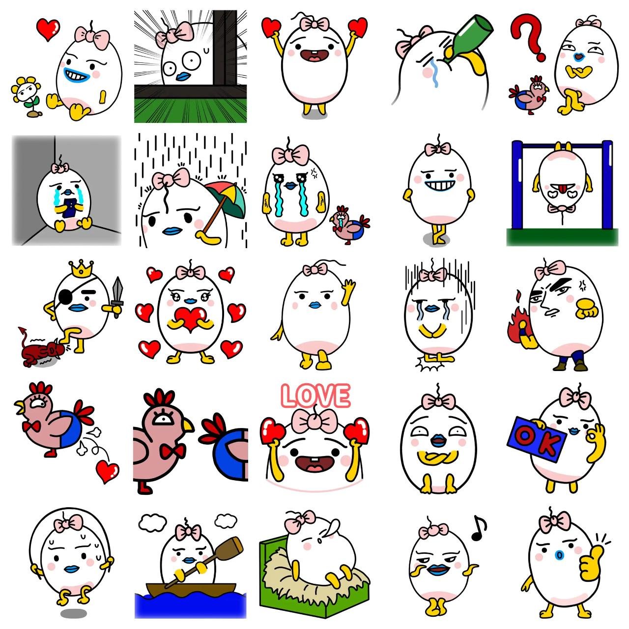 Boiled Egg TANGO's JOY Food/Drink,Gag sticker pack for Whatsapp, Telegram, Signal, and others chatting and message apps