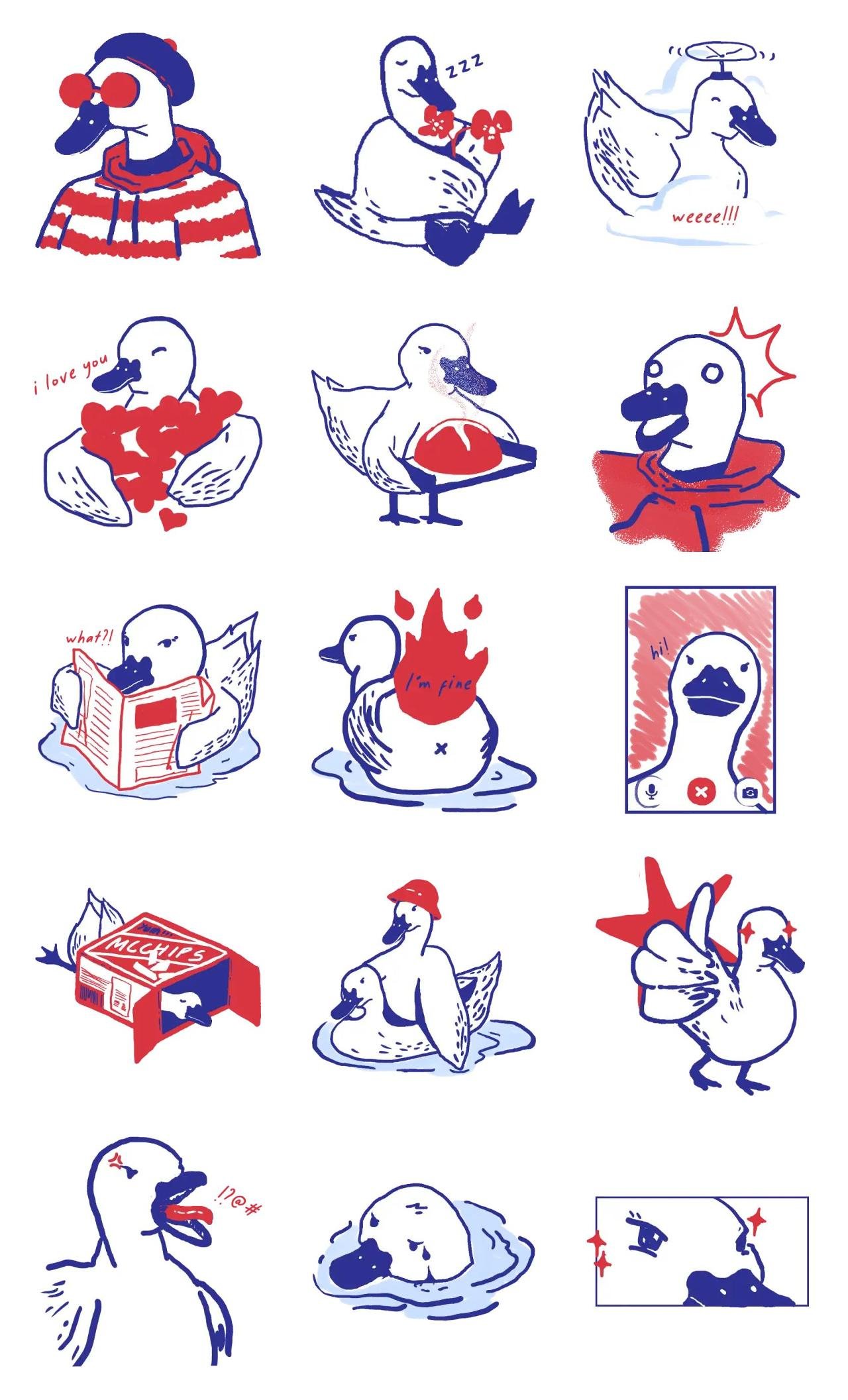 The Snobbish Duck Animation/Cartoon,Animals,Food/Drink,Etc,Vacation sticker pack for Whatsapp, Telegram, Signal, and others chatting and message apps