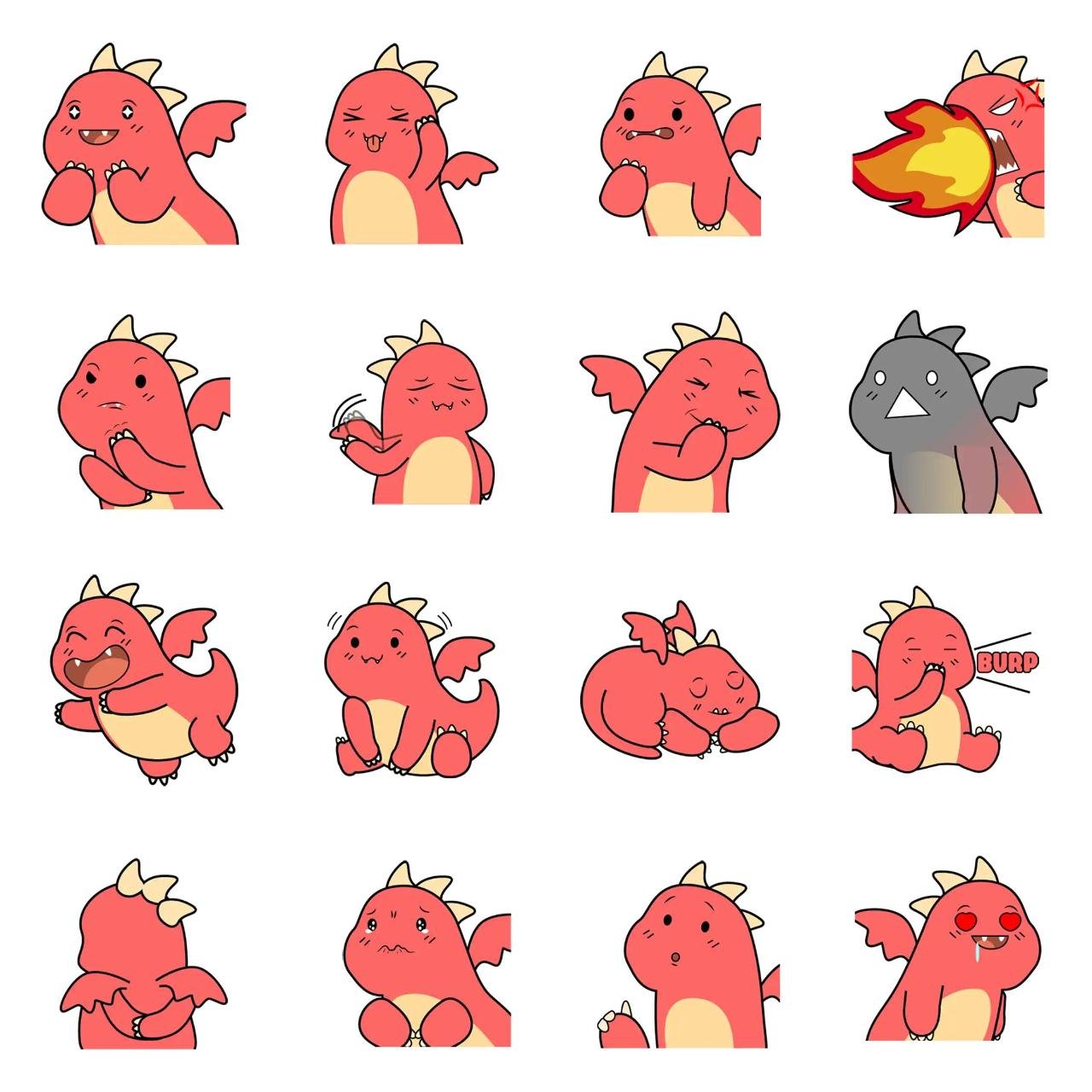 Dino Animation/Cartoon sticker pack for Whatsapp, Telegram, Signal, and others chatting and message apps