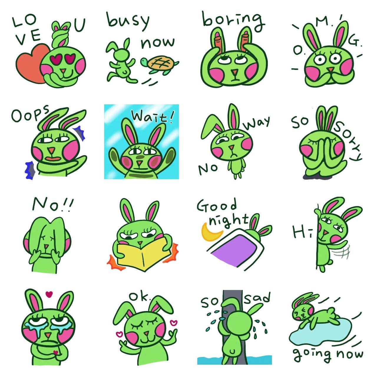 Watermelon rabbit Sootto 2 Animation/Cartoon,Animals,Gag,Etc sticker pack for Whatsapp, Telegram, Signal, and others chatting and message apps