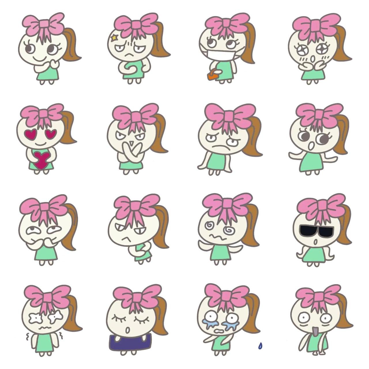 Pink ribbon Ellie (non text) 1 Animation/Cartoon,People,Etc sticker pack for Whatsapp, Telegram, Signal, and others chatting and message apps