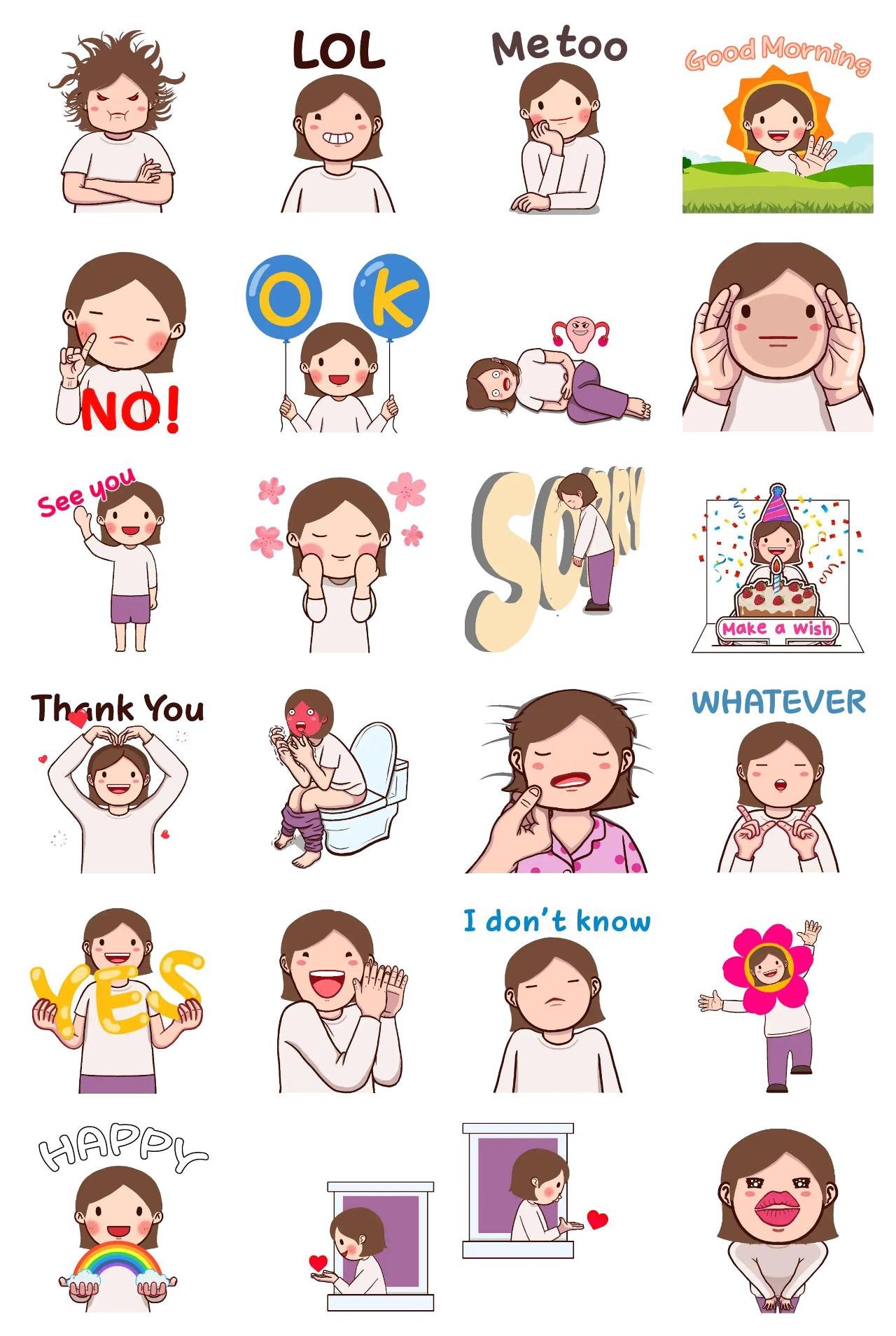 Yon & I (girl) Romance,Birthday,Etc,People sticker pack for Whatsapp, Telegram, Signal, and others chatting and message apps