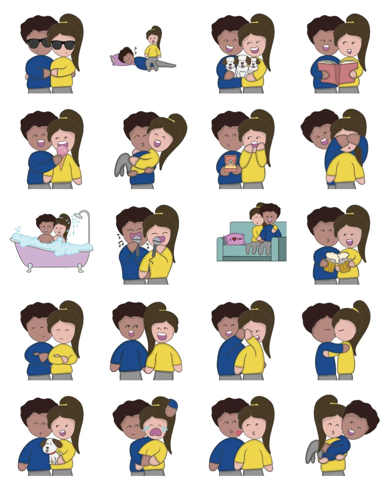 Ron & Musky People,Romance sticker pack for Whatsapp, Telegram, Signal, and others chatting and message apps