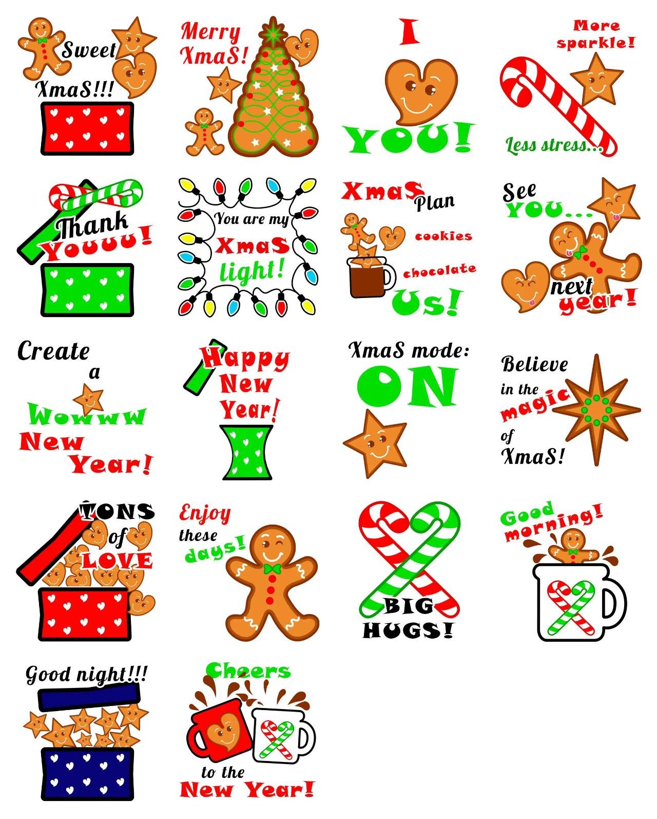 Sweet XmaS! - Still Animation/Cartoon,Phrases,Food/Drink,Christmas,New year's day,Vacation sticker pack for Whatsapp, Telegram, Signal, and others chatting and message apps