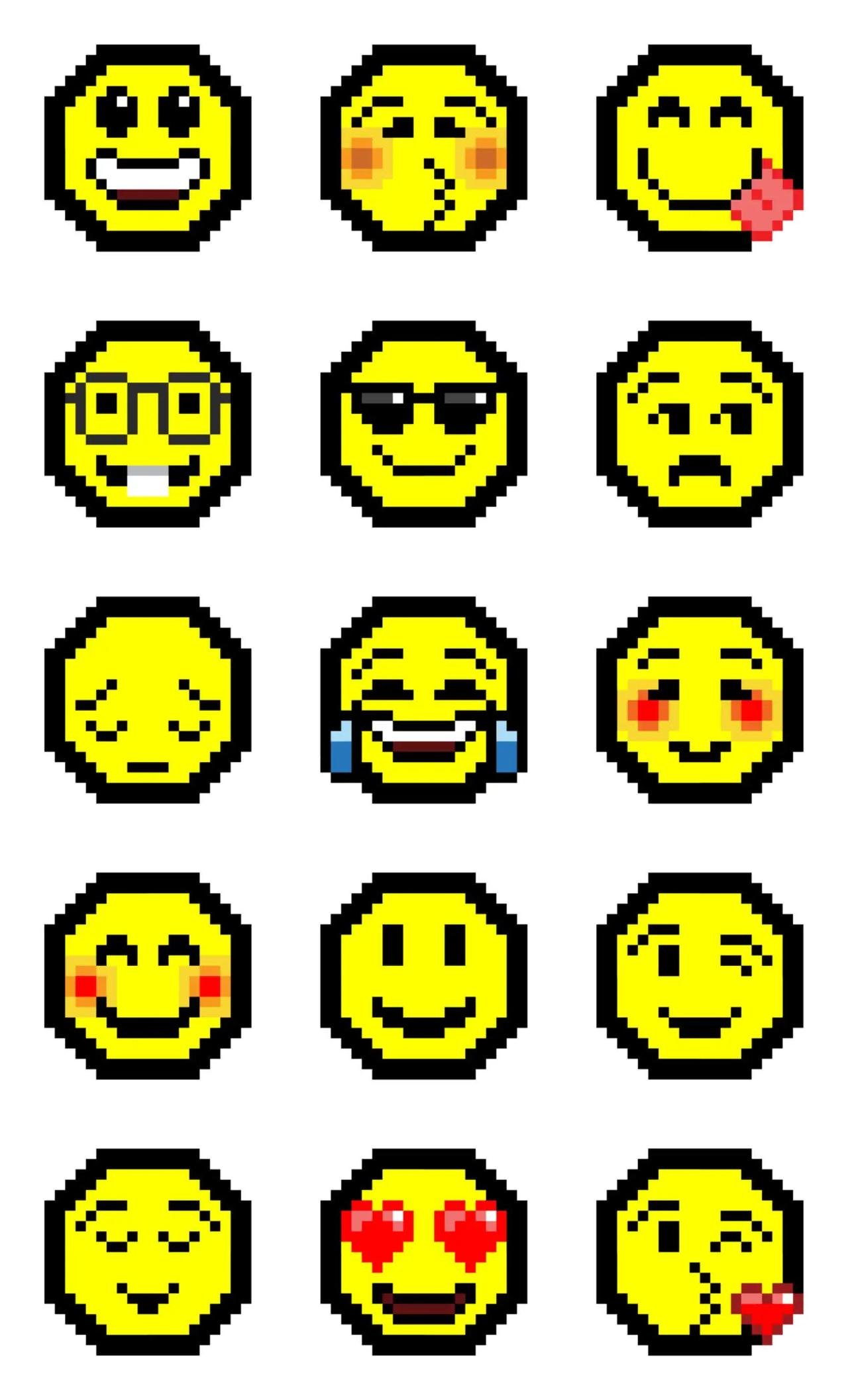 8Bit Faces Animation/Cartoon,emotion sticker pack for Whatsapp, Telegram, Signal, and others chatting and message apps