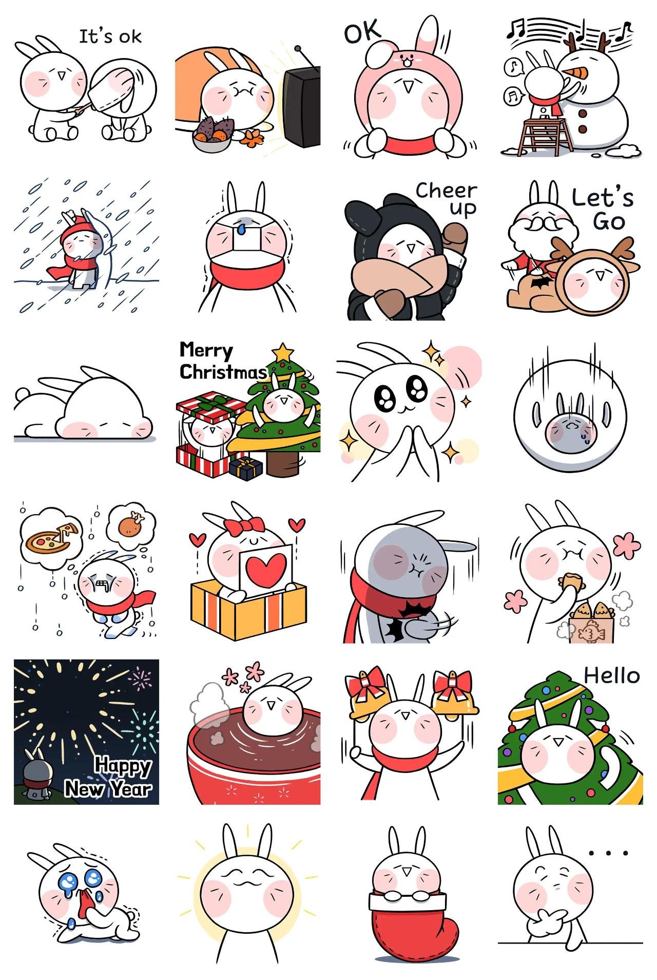 Winter Rabbit Animation/Cartoon,Animals,Weather/Nature,Christmas sticker pack for Whatsapp, Telegram, Signal, and others chatting and message apps