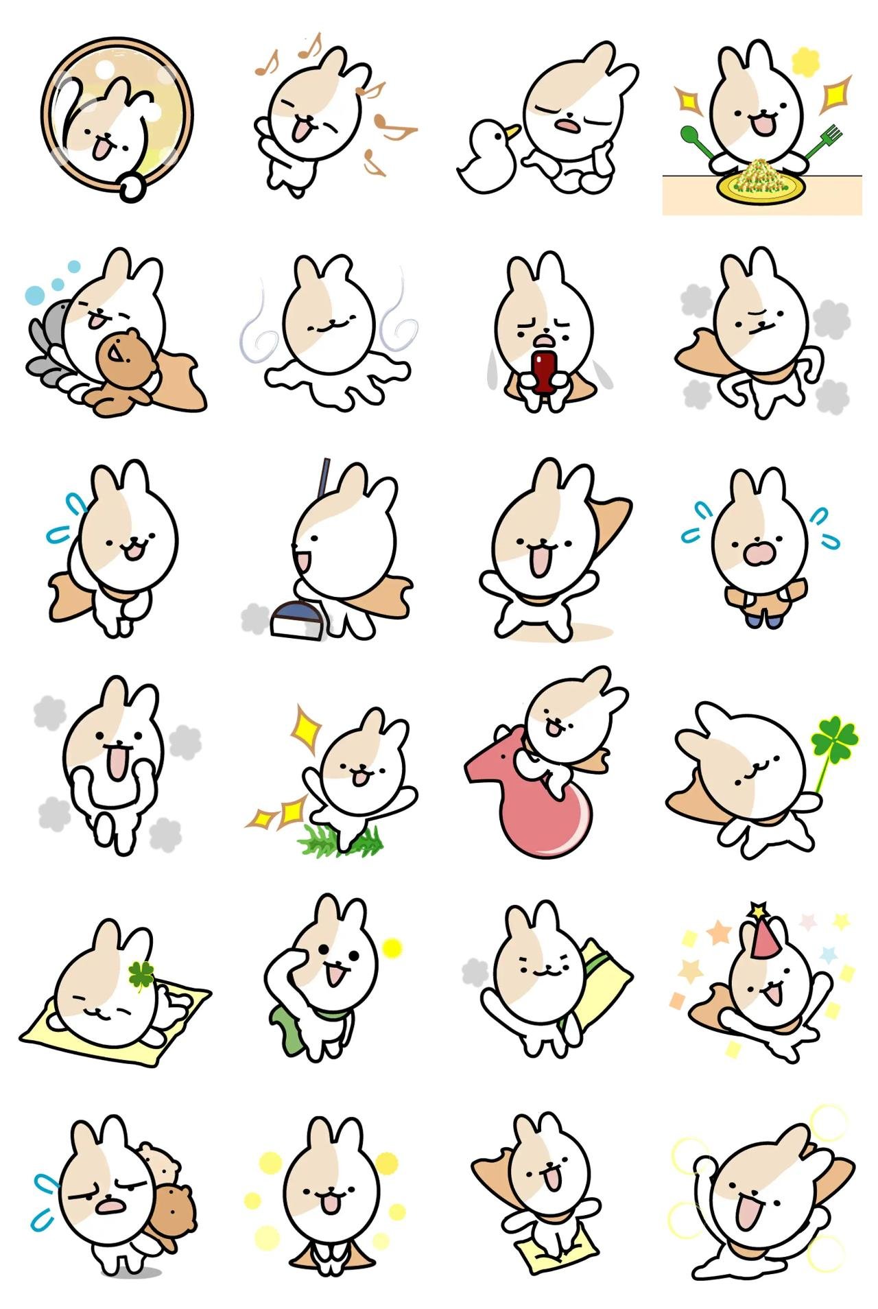 Vigorous cute rabbit Animation/Cartoon,Animals,Celebrity,Gag,Food/Drink,Culture,Weather/Nature,FAMILY,Valentine,Christmas,Birthday,Vacation,Etc,Objects,Romance,People sticker pack for Whatsapp, Telegram, Signal, and others chatting and message apps