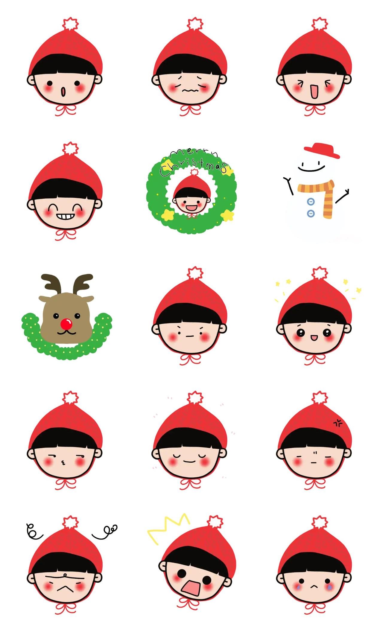 Red hat kid Animation/Cartoon,People,Christmas,Gag sticker pack for Whatsapp, Telegram, Signal, and others chatting and message apps