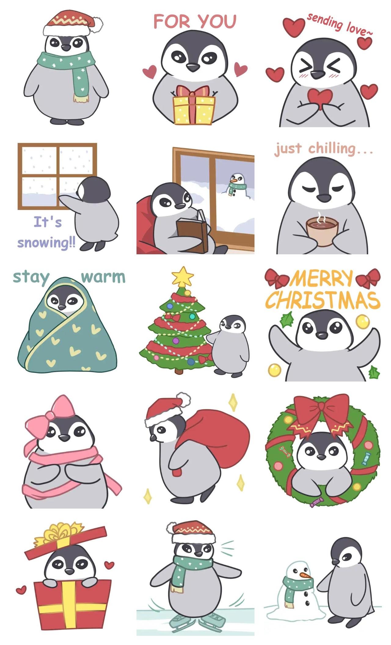 Pingu the penguin Animation/Cartoon,Animals,Phrases,Weather/Nature,Christmas,Food/Drink,Sports sticker pack for Whatsapp, Telegram, Signal, and others chatting and message apps