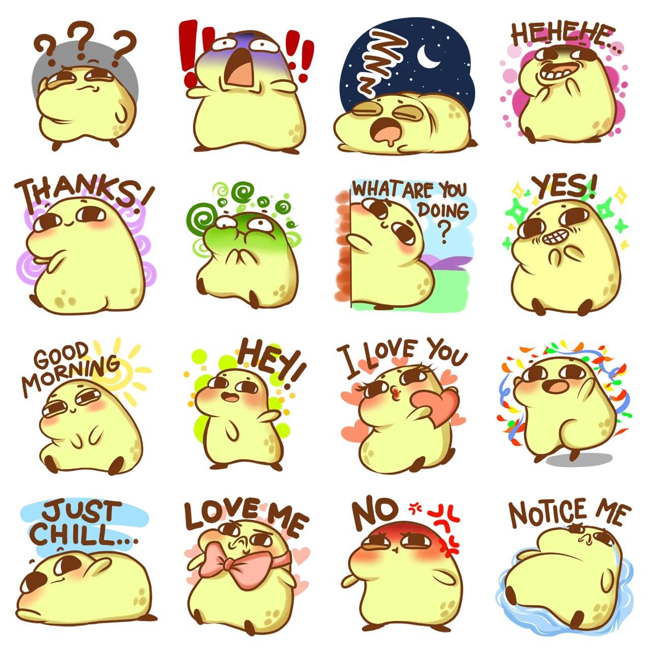 Cutie Patata Animation/Cartoon sticker pack for Whatsapp, Telegram, Signal, and others chatting and message apps