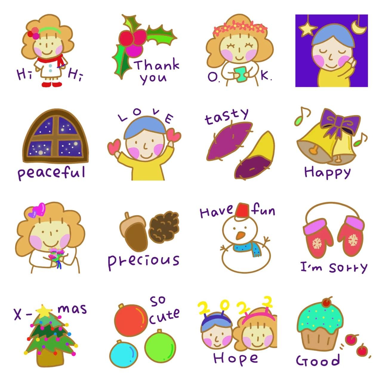 Mary and Chris 1 Animation/Cartoon,Etc,New year's day,Christmas,People,Anniversary sticker pack for Whatsapp, Telegram, Signal, and others chatting and message apps