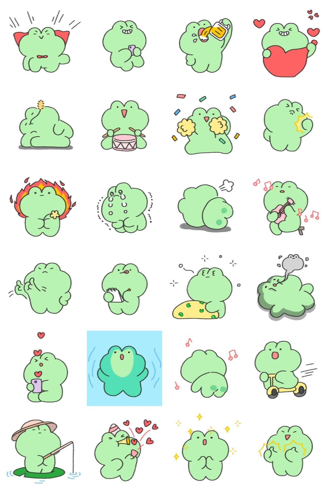 Cute Frog Animation/Cartoon,Animals,Celebrity,Gag,Plants sticker pack for Whatsapp, Telegram, Signal, and others chatting and message apps