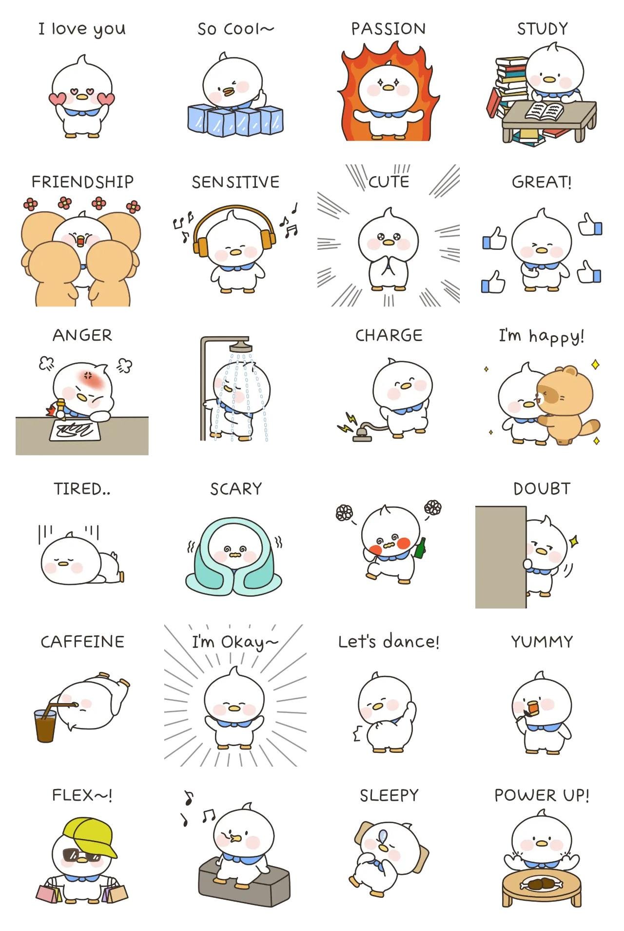 Cute Vita Duck Animation/Cartoon,Animals sticker pack for Whatsapp, Telegram, Signal, and others chatting and message apps