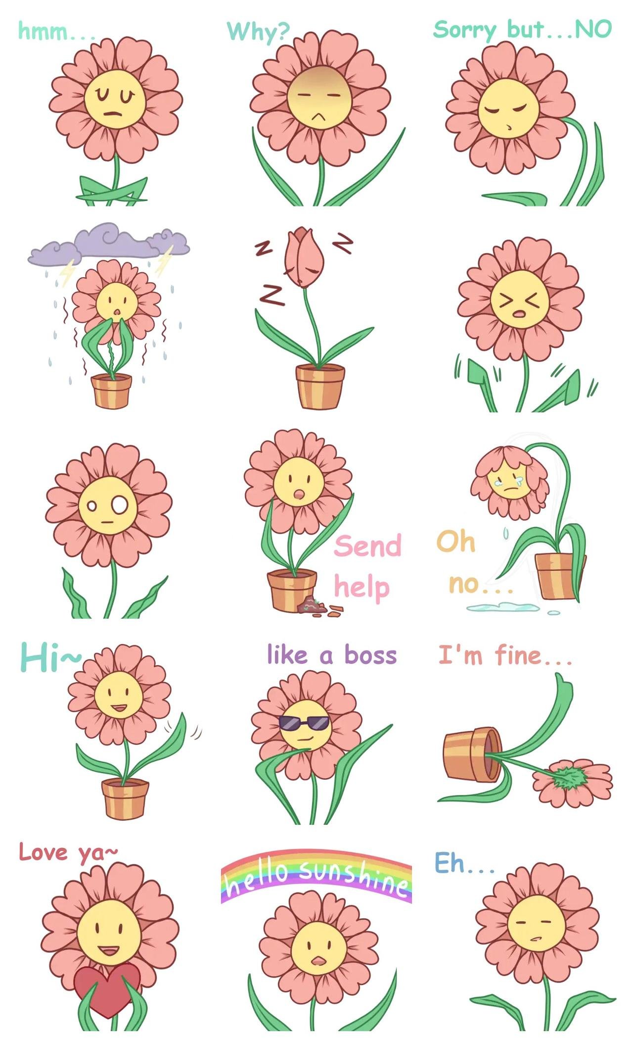 Cutie Flora Animation/Cartoon,Weather/Nature,Plants,Objects sticker pack for Whatsapp, Telegram, Signal, and others chatting and message apps