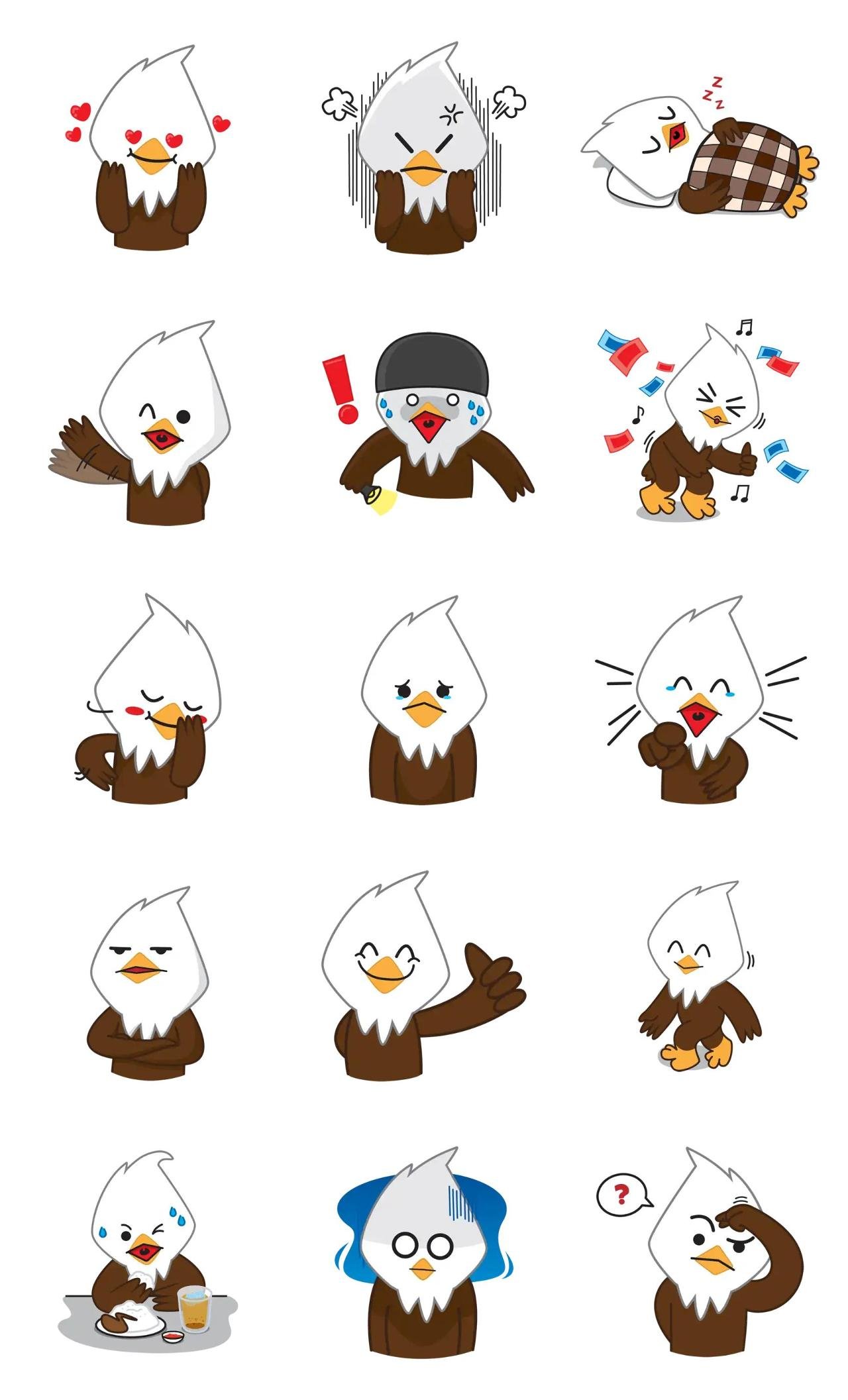 Funny Eagle Animation/Cartoon,Animals sticker pack for Whatsapp, Telegram, Signal, and others chatting and message apps