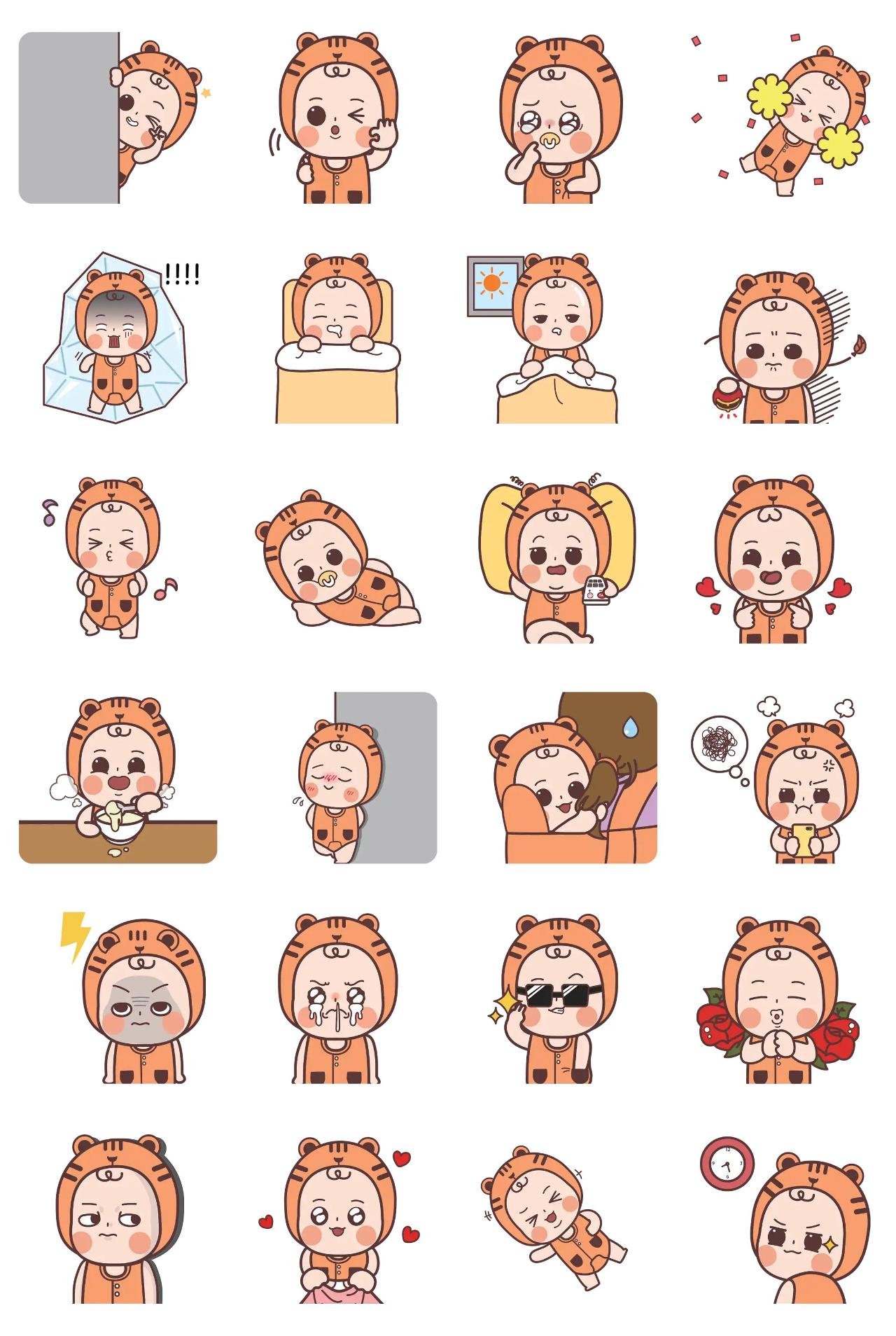 baby tiger Animation/Cartoon,Animals,Gag,People,Culture,FAMILY,Etc sticker pack for Whatsapp, Telegram, Signal, and others chatting and message apps