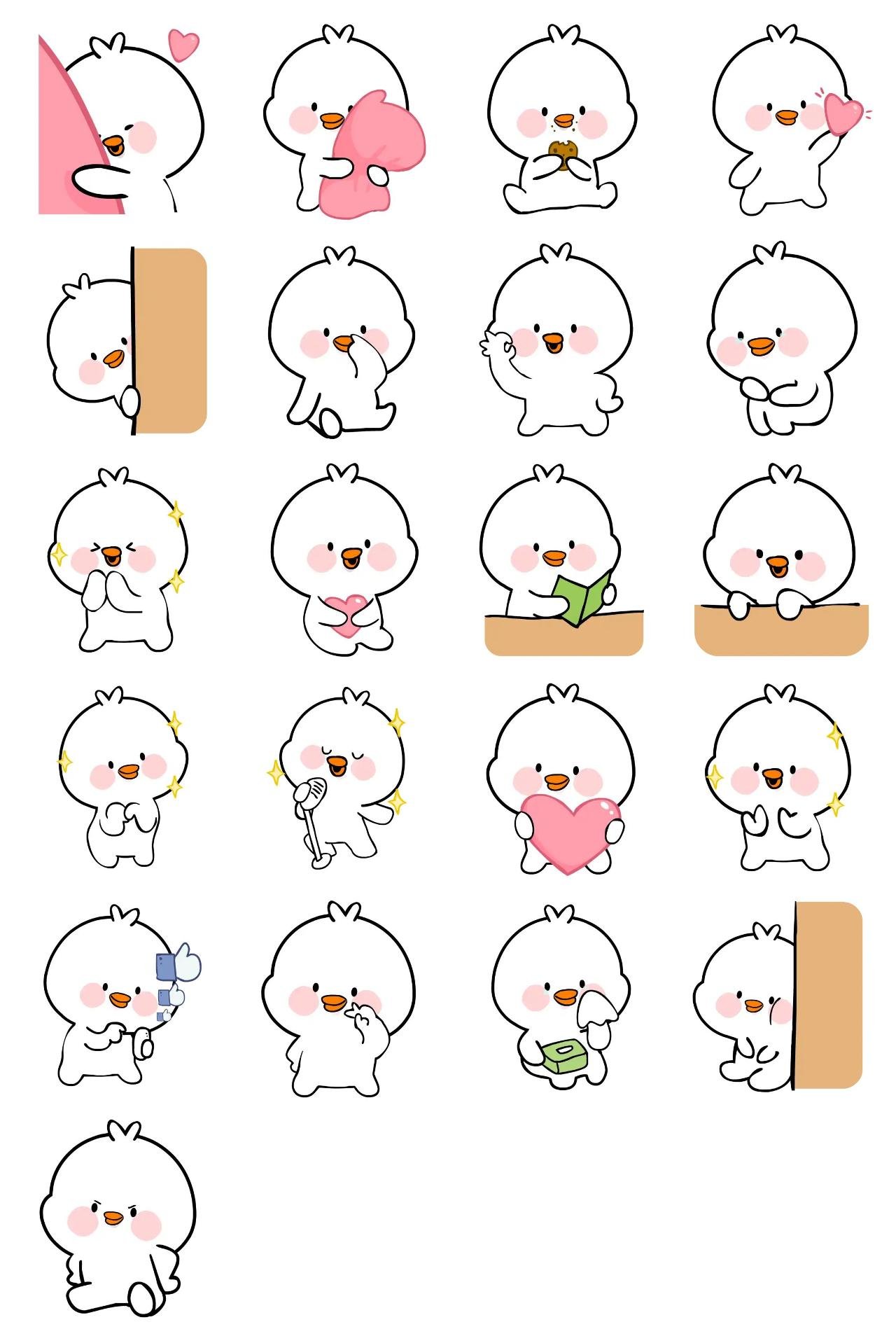 White duck! (Vol.1) Animation/Cartoon,Animals,Sports,Gag,Etc,Anniversary,Valentine sticker pack for Whatsapp, Telegram, Signal, and others chatting and message apps