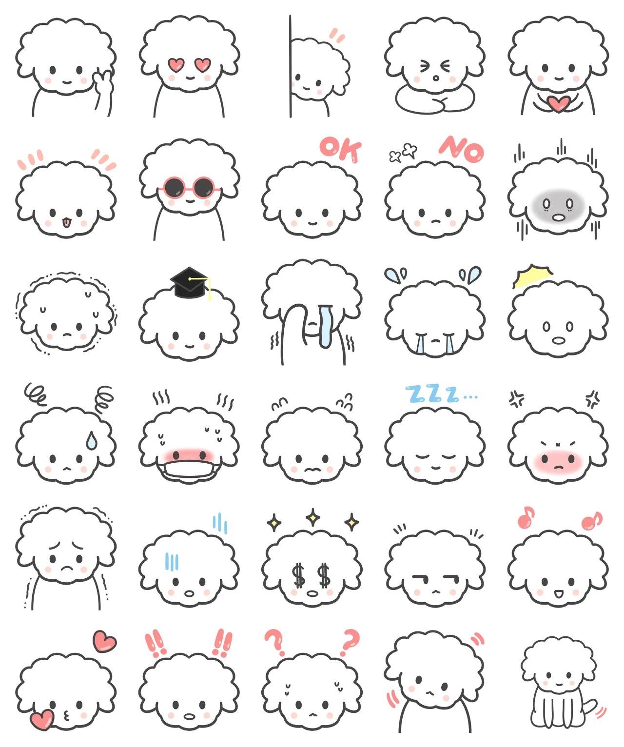 Lovely Cute White Puppy Emoji Etc,emotion sticker pack for Whatsapp, Telegram, Signal, and others chatting and message apps