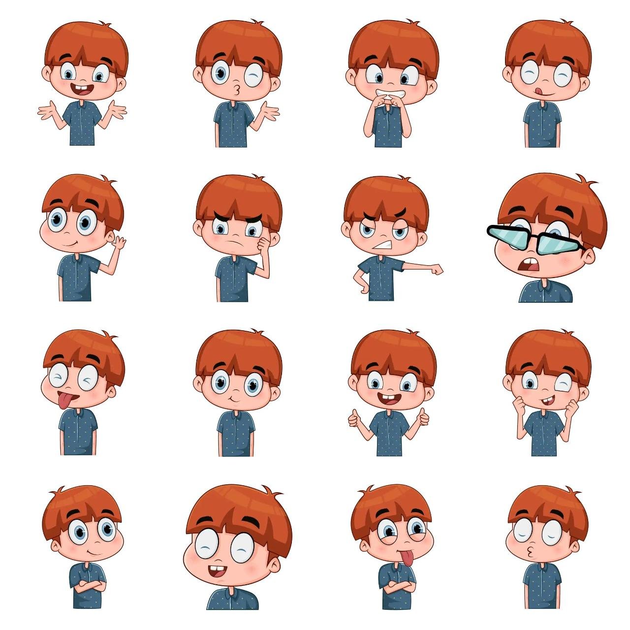 Smart Boy with Brownie Hair Animation/Cartoon,People,INDIA sticker pack for Whatsapp, Telegram, Signal, and others chatting and message apps